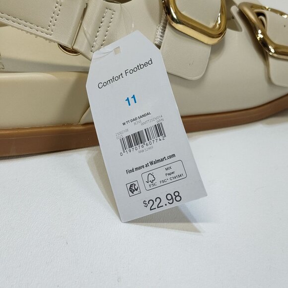 Time And Tru Dad Buckle Slingback Sandal Size 11 Bone Color Adjustable Strap NWT - Picture 2 of 8